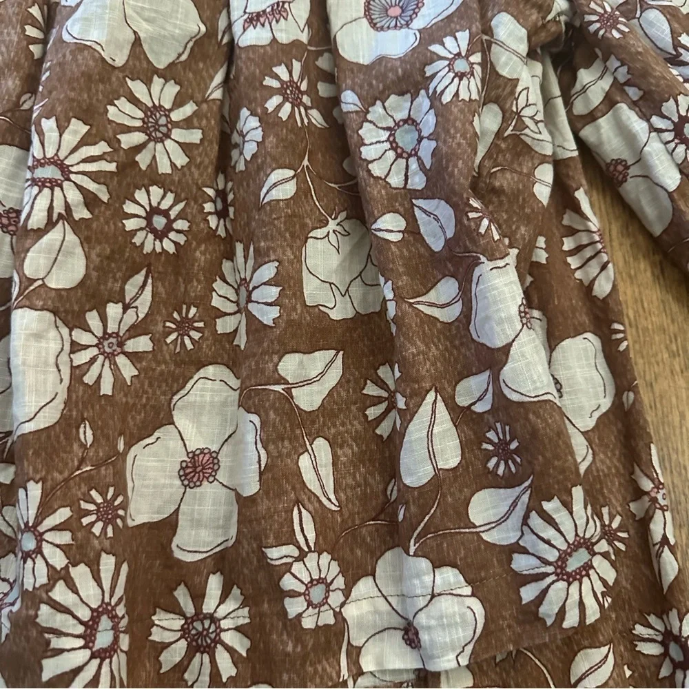 Free People Brown Floral Off-Shoulder Blouse relaxed fit top blouse size XS
